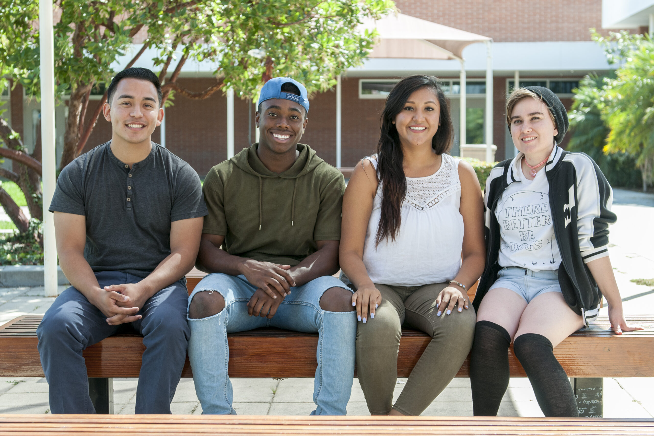 A diverse group of happy college students