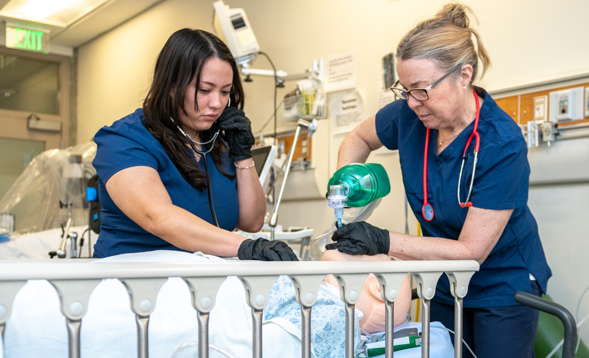 two nursing students at El Camino in class