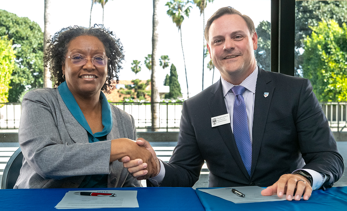 El Camino College Superintendent/President Brenda Thames joined Associate Vice Provost for Undergraduate Enrollment at Loyola Marymount University Thomas A. Gutto 